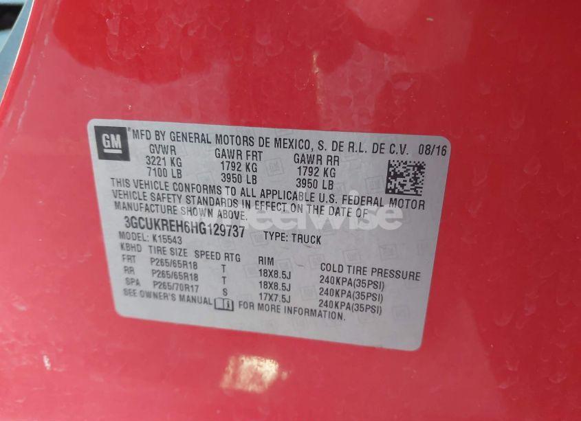 Photo 9 of 2017 Chevrolet Silverado 1500 2LT (VIN 3GCUKREH6HG129737)