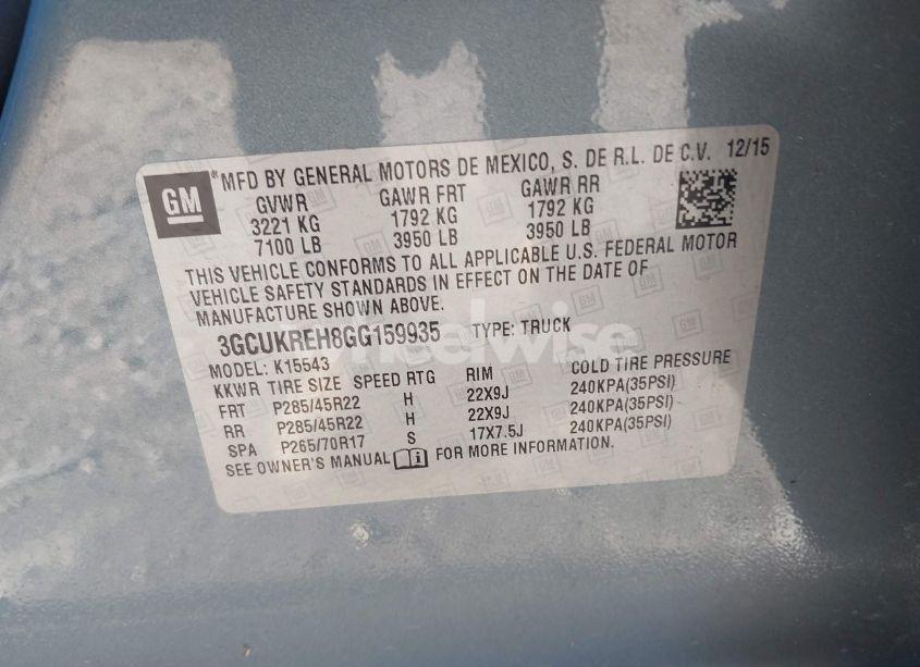 Photo 9 of 2016 Chevrolet Silverado 1500 1LT (VIN 3GCUKREH8GG159935)