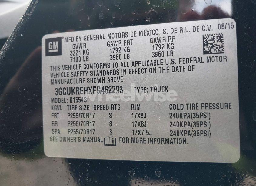 Photo 9 of 2015 Chevrolet Silverado 1500 1LT (VIN 3GCUKREHXFG462293)