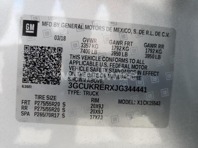 2018 CHEVROLET SILVERADO K1500 LT N/A (VIN 3GCUKRERXJG344441) main photo