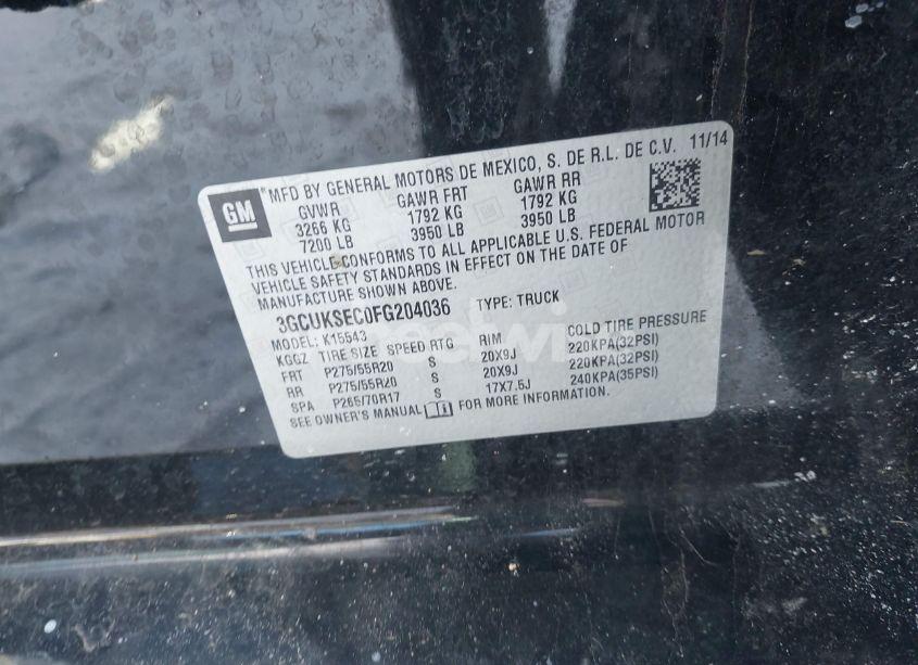 Photo 9 of 2015 Chevrolet Silverado 1500 1LZ (VIN 3GCUKSEC0FG204036)