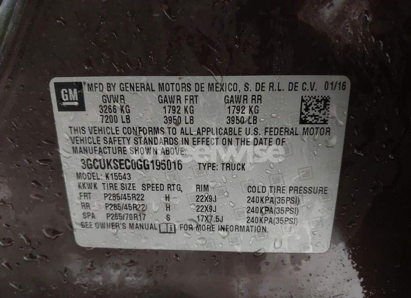 Photo 9 of 2016 Chevrolet Silverado 1500 2LZ (VIN 3GCUKSEC0GG195016)