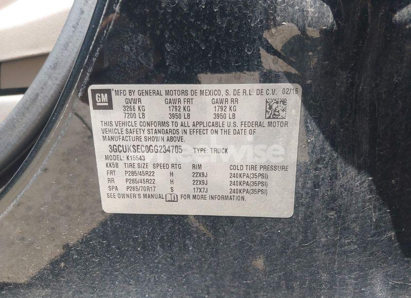 Photo 9 of 2016 Chevrolet Silverado 1500 2LZ (VIN 3GCUKSEC0GG234705)