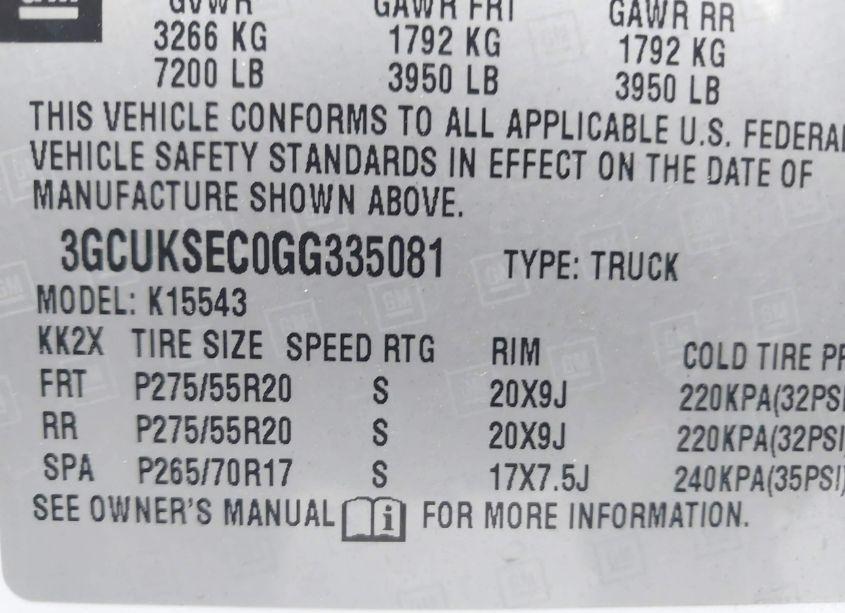 Photo 9 of 2016 Chevrolet Silverado 1500 1LZ (VIN 3GCUKSEC0GG335081)