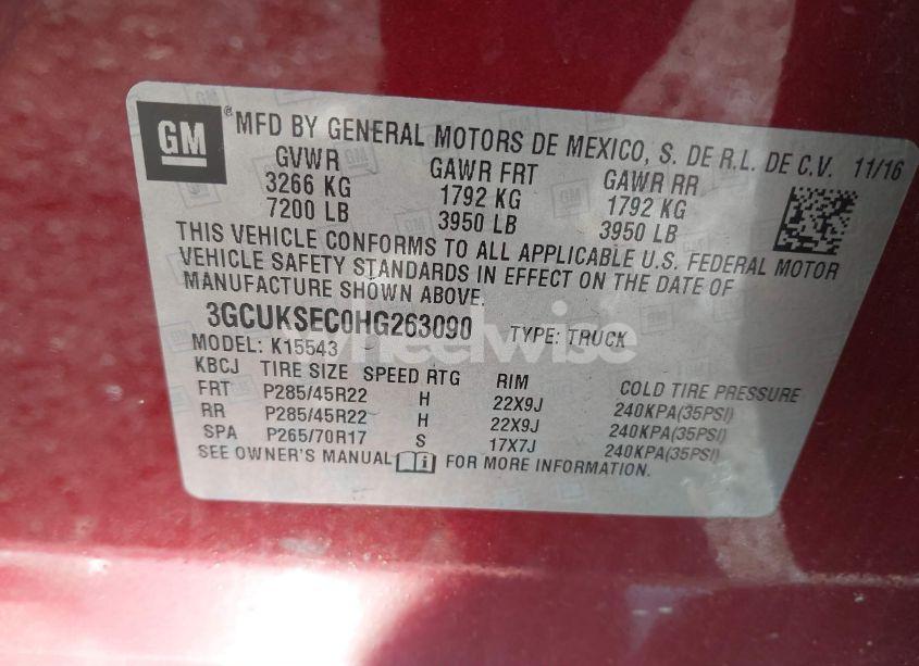 Photo 9 of 2017 Chevrolet Silverado 1500 2LZ (VIN 3GCUKSEC0HG263090)