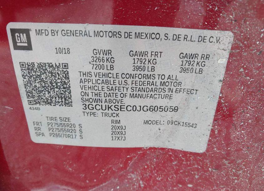 Photo 9 of 2018 Chevrolet Silverado 1500 2LZ (VIN 3GCUKSEC0JG605059)