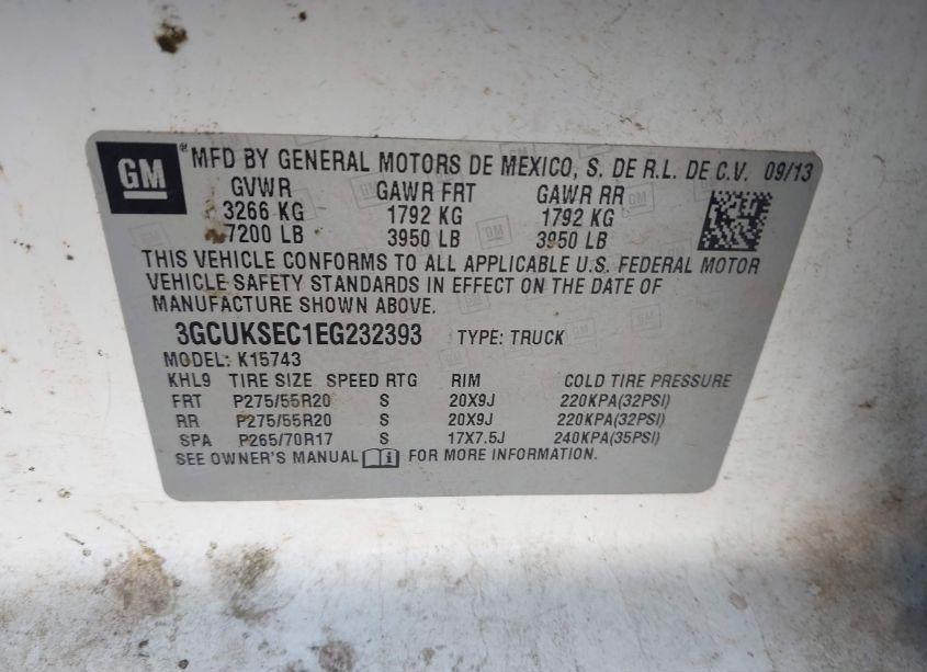 Photo 9 of 2014 Chevrolet Silverado 1500 2LZ (VIN 3GCUKSEC1EG232393)