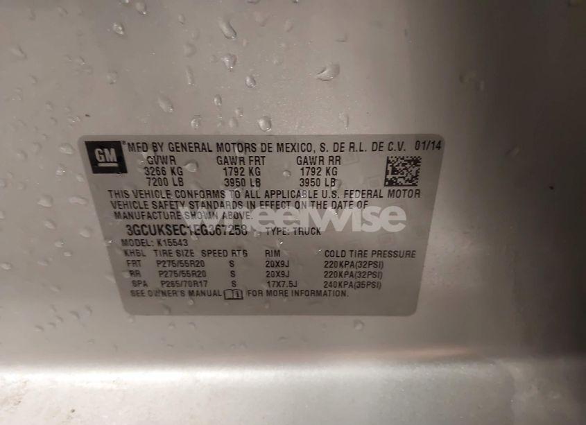 Photo 9 of 2014 Chevrolet Silverado 1500 1LZ (VIN 3GCUKSEC1EG367258)