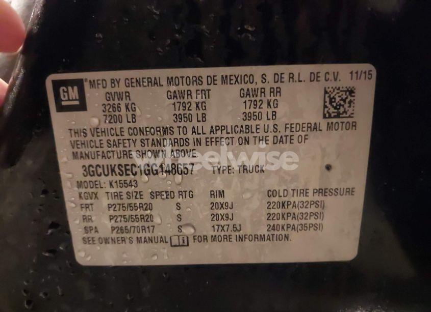 Photo 9 of 2016 Chevrolet Silverado 1500 1LZ (VIN 3GCUKSEC1GG148657)