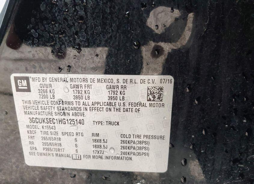 Photo 9 of 2017 Chevrolet Silverado 1500 2LZ (VIN 3GCUKSEC1HG125140)