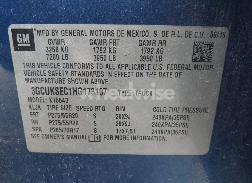 Photo 9 of 2017 Chevrolet Silverado K1500 LTZ (VIN 3GCUKSEC1HG173107)