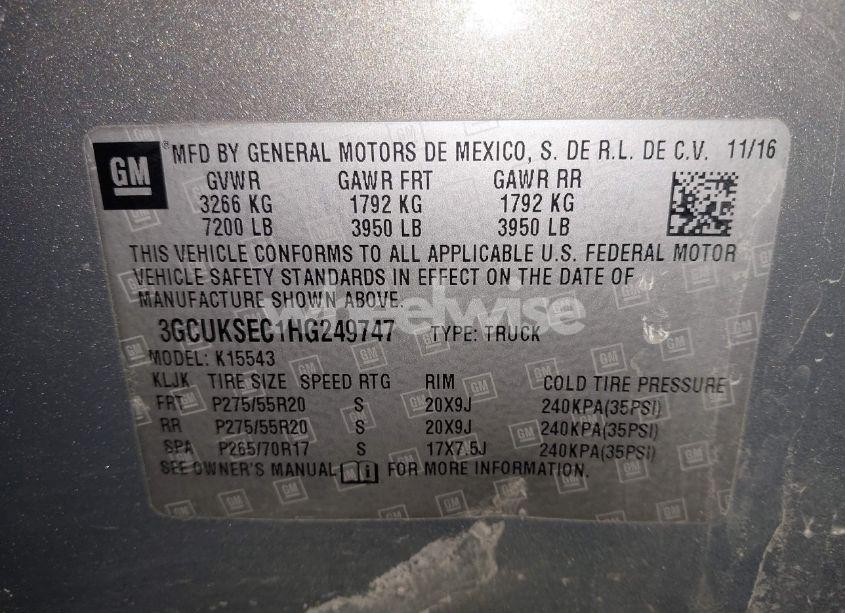 Photo 9 of 2017 Chevrolet Silverado 1500 1LZ (VIN 3GCUKSEC1HG249747)