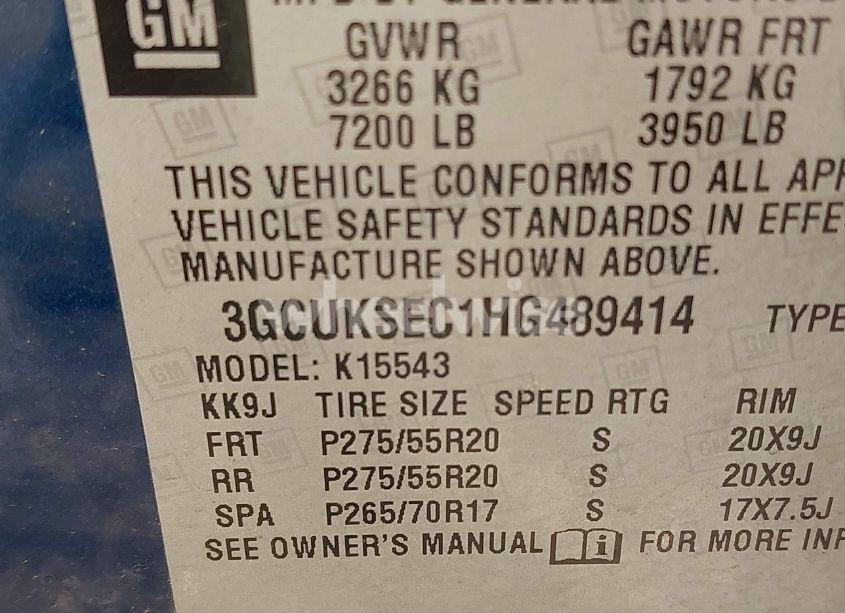 Photo 9 of 2017 Chevrolet Silverado 1500 1LZ (VIN 3GCUKSEC1HG489414)