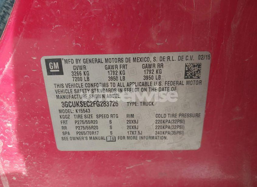 Photo 9 of 2015 Chevrolet Silverado 1500 1LZ (VIN 3GCUKSEC2FG283726)
