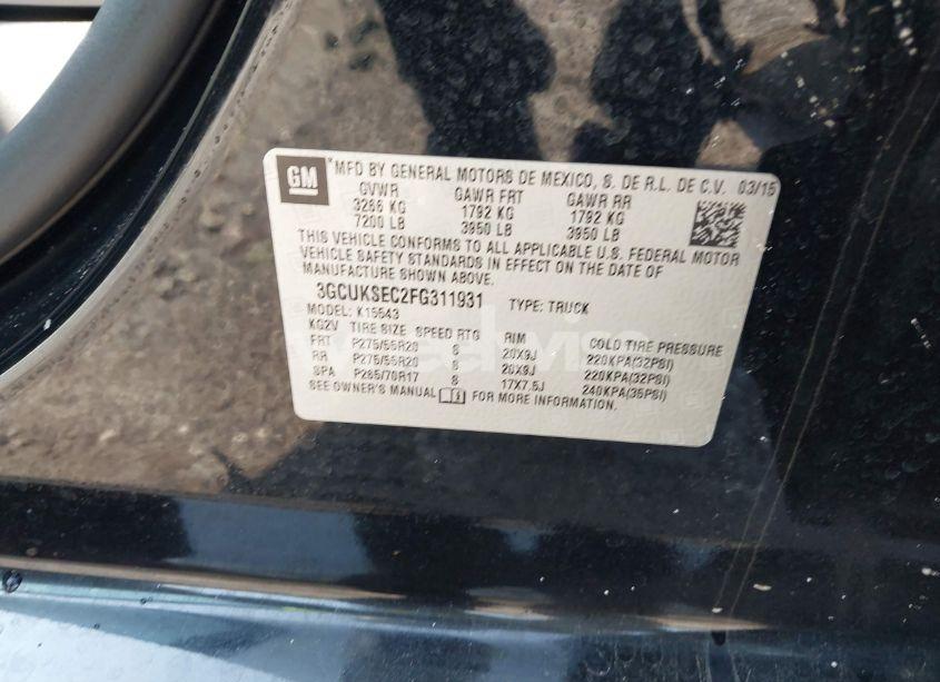 Photo 9 of 2015 Chevrolet Silverado 1500 1LZ (VIN 3GCUKSEC2FG311931)