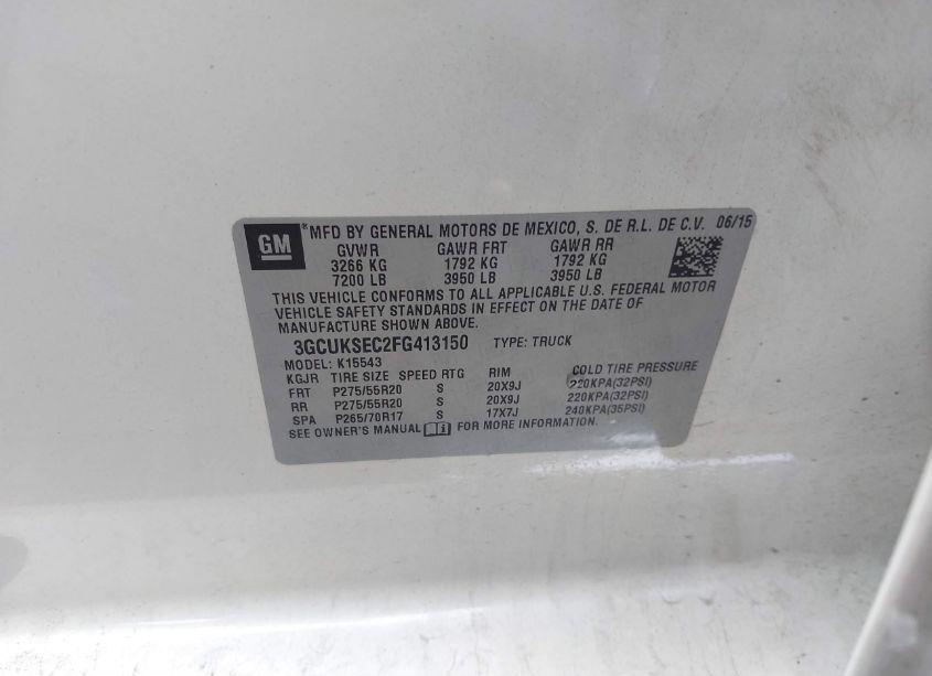 Photo 9 of 2015 Chevrolet Silverado 1500 2LZ (VIN 3GCUKSEC2FG413150)