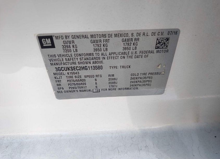Photo 9 of 2017 Chevrolet Silverado 1500 2LZ (VIN 3GCUKSEC2HG113580)