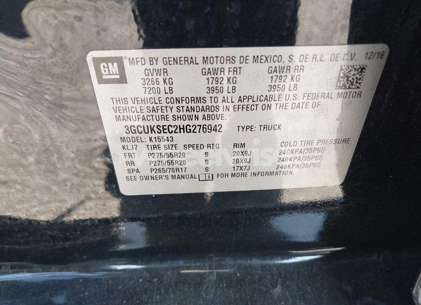 Photo 9 of 2017 Chevrolet Silverado 1500 2LZ (VIN 3GCUKSEC2HG276942)