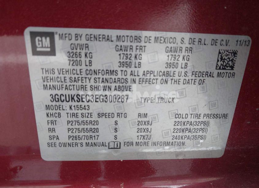 Photo 9 of 2014 Chevrolet Silverado 1500 2LZ (VIN 3GCUKSEC3EG300287)