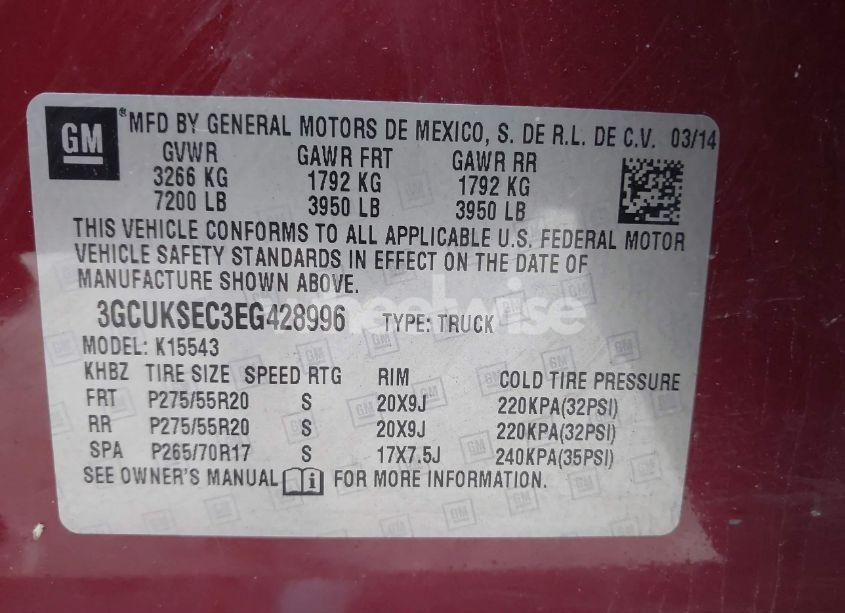 Photo 9 of 2014 Chevrolet Silverado 1500 1LZ (VIN 3GCUKSEC3EG428996)