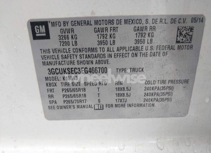 Photo 9 of 2014 Chevrolet Silverado 1500 2LZ (VIN 3GCUKSEC3EG466700)