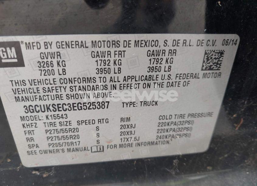 Photo 8 of 2014 Chevrolet Silverado 1500 1LZ (VIN 3GCUKSEC3EG525387)