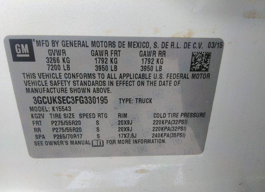 Photo 9 of 2015 Chevrolet Silverado 1500 1LZ (VIN 3GCUKSEC3FG330195)