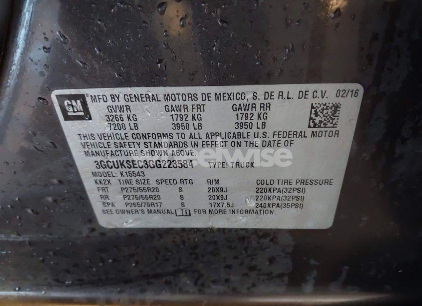 Photo 9 of 2016 Chevrolet Silverado 1500 1LZ (VIN 3GCUKSEC3GG223584)