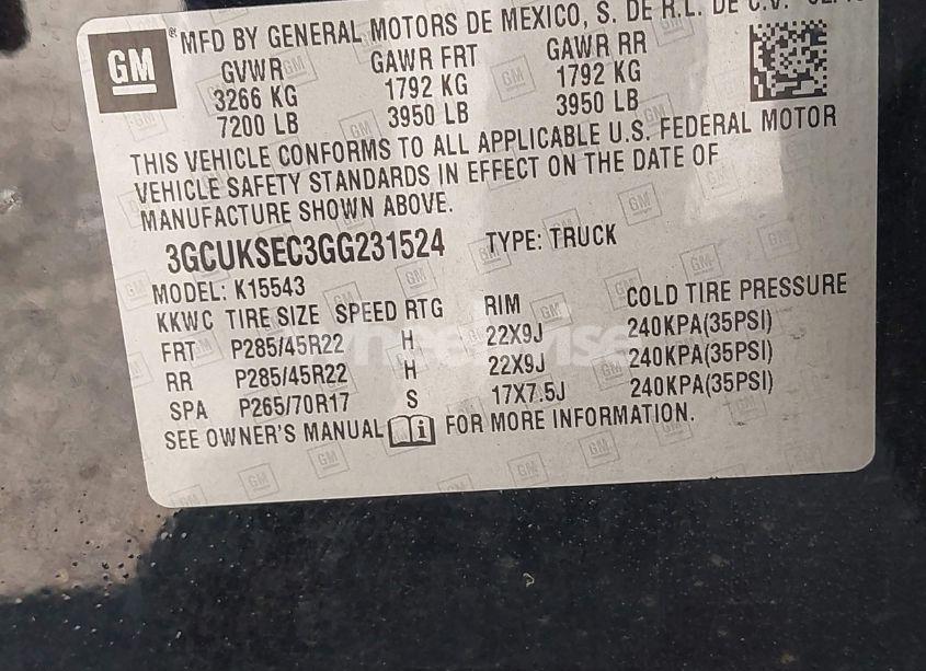 Photo 9 of 2016 Chevrolet Silverado 1500 1LZ (VIN 3GCUKSEC3GG231524)