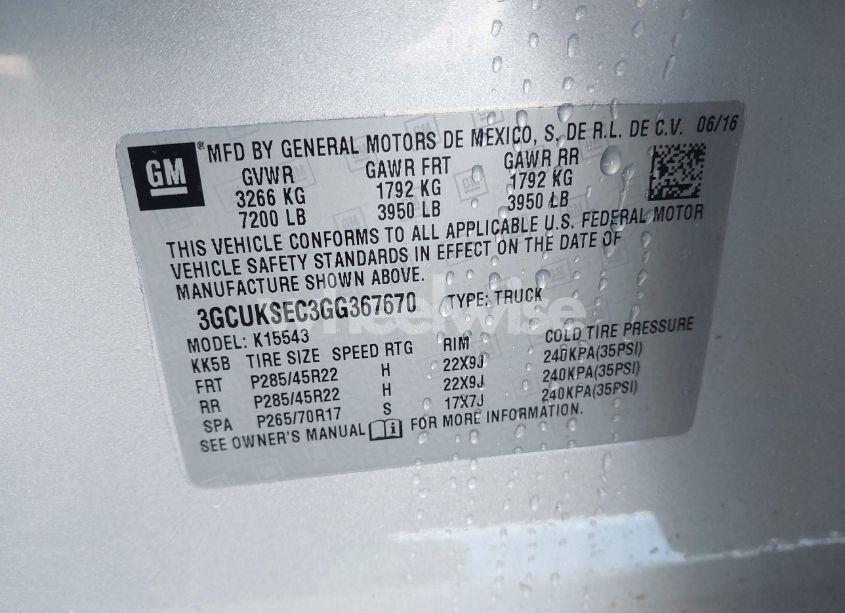 Photo 9 of 2016 Chevrolet Silverado 1500 2LZ (VIN 3GCUKSEC3GG367670)