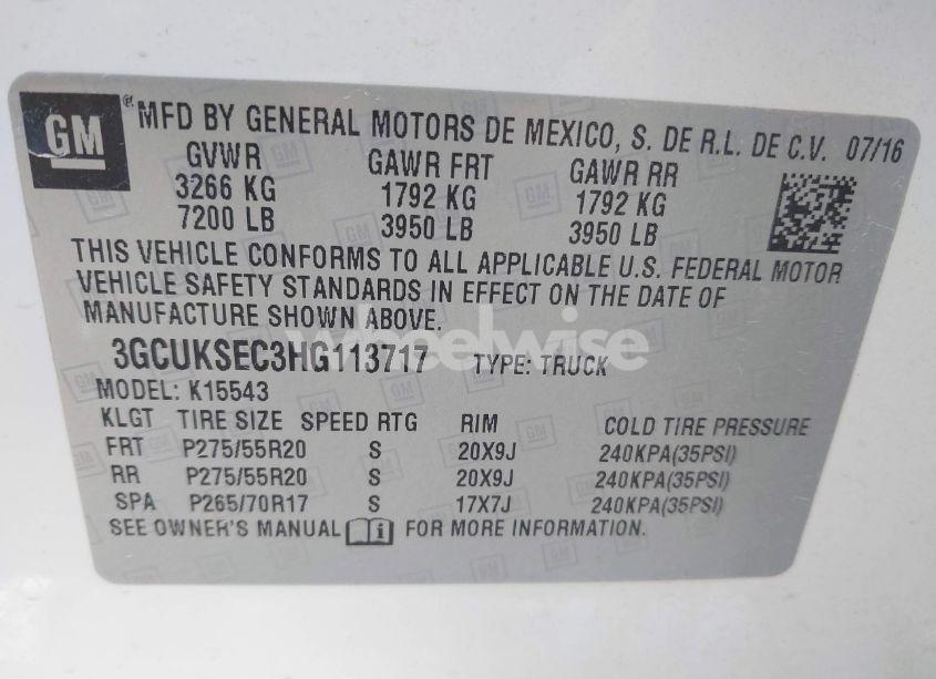 Photo 9 of 2017 Chevrolet Silverado 1500 2LZ (VIN 3GCUKSEC3HG113717)