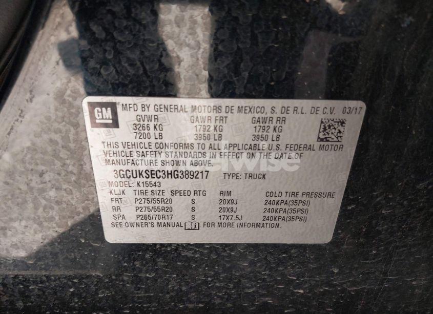 Photo 9 of 2017 Chevrolet Silverado 1500 1LZ (VIN 3GCUKSEC3HG389217)