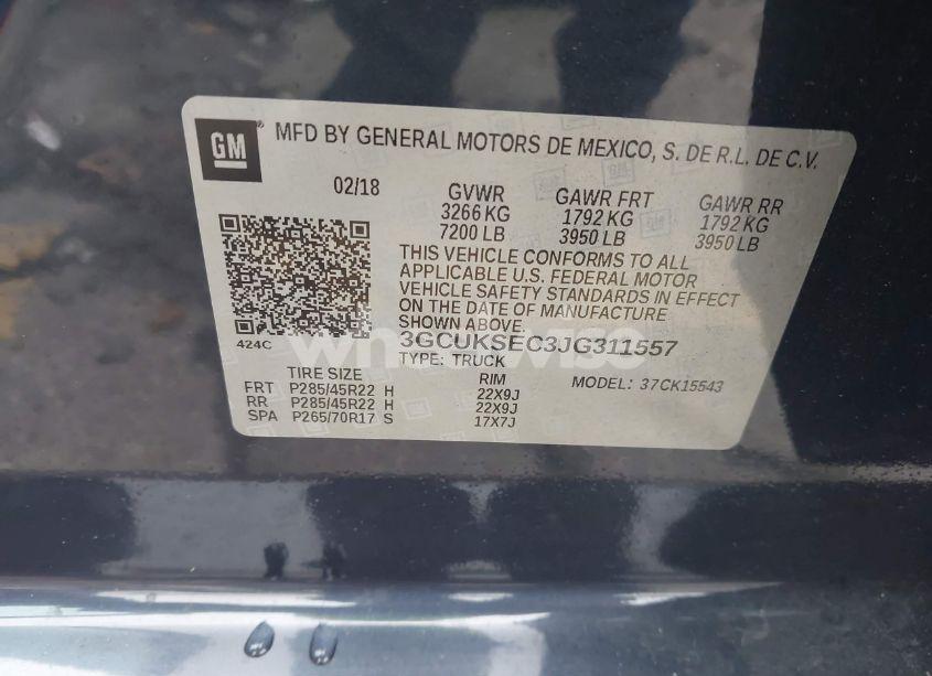 Photo 9 of 2018 Chevrolet Silverado 1500 2LZ (VIN 3GCUKSEC3JG311557)