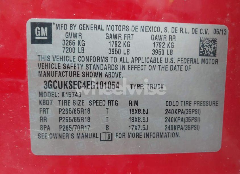 Photo 9 of 2014 Chevrolet Silverado 1500 2LZ (VIN 3GCUKSEC4EG101054)