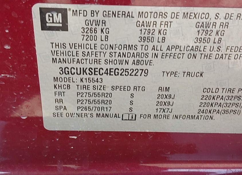 Photo 9 of 2014 Chevrolet Silverado 1500 LTZ (VIN 3GCUKSEC4EG252279)