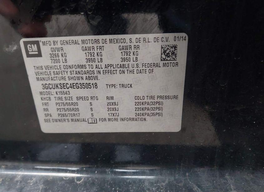 Photo 9 of 2014 Chevrolet Silverado 1500 2LZ (VIN 3GCUKSEC4EG350518)