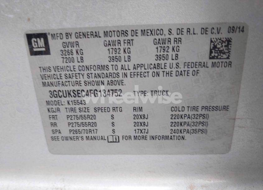 Photo 9 of 2015 Chevrolet Silverado 1500 2LZ (VIN 3GCUKSEC4FG134752)