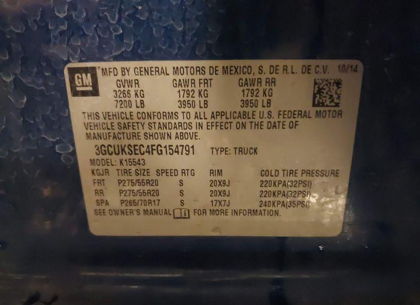 Photo 9 of 2015 Chevrolet Silverado 1500 2LZ (VIN 3GCUKSEC4FG154791)