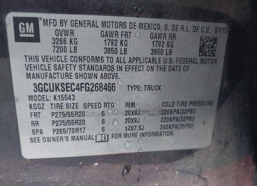 Photo 9 of 2015 Chevrolet Silverado 1500 1LZ (VIN 3GCUKSEC4FG268466)