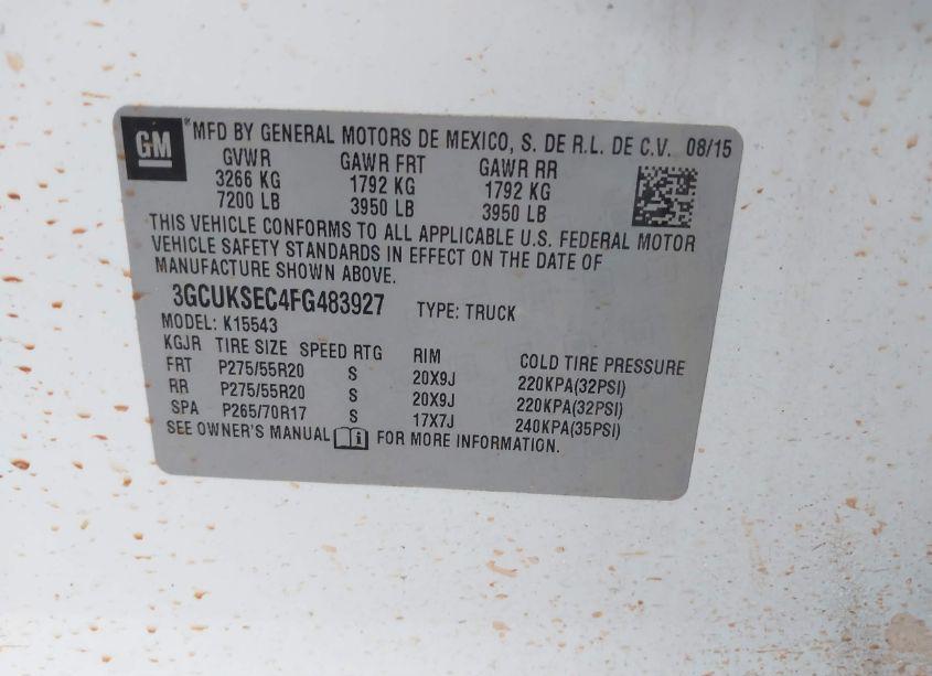 Photo 9 of 2015 Chevrolet Silverado 1500 2LZ (VIN 3GCUKSEC4FG483927)