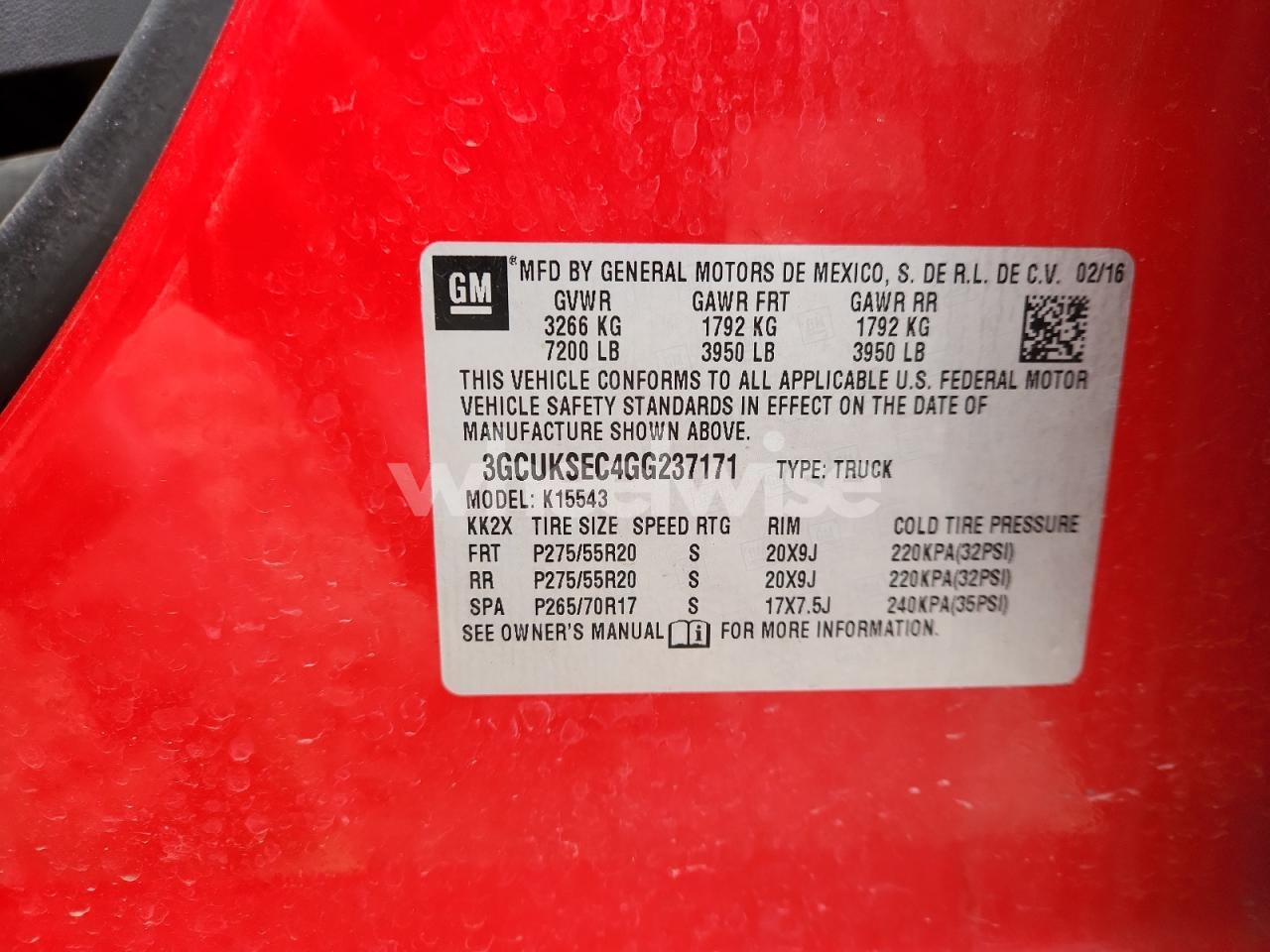 Photo 12 of 2016 CHEVROLET SILVERADO K1500 LTZ (VIN 3GCUKSEC4GG237171)