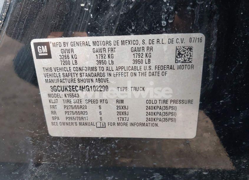 Photo 9 of 2017 Chevrolet Silverado 1500 2LZ (VIN 3GCUKSEC4HG102290)