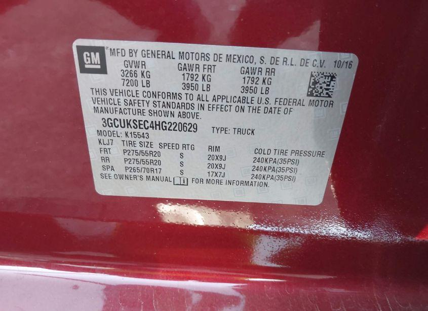 Photo 9 of 2017 Chevrolet Silverado 1500 2LZ (VIN 3GCUKSEC4HG220629)