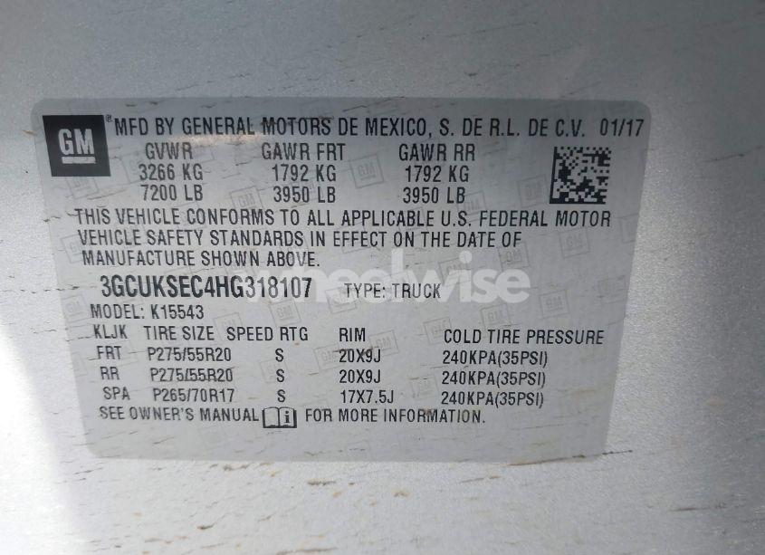 Photo 9 of 2017 Chevrolet Silverado 1500 1LZ (VIN 3GCUKSEC4HG318107)