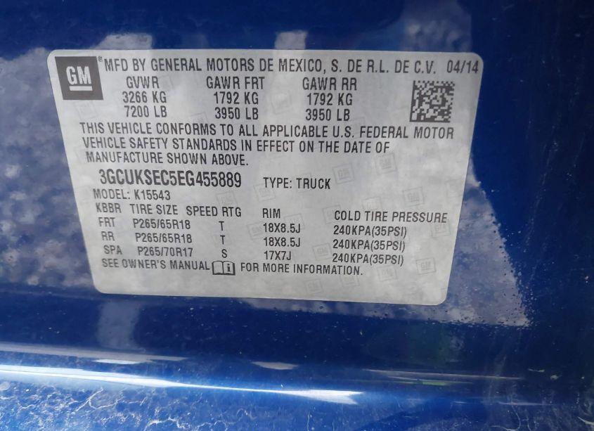 Photo 9 of 2014 Chevrolet Silverado 1500 2LZ (VIN 3GCUKSEC5EG455889)