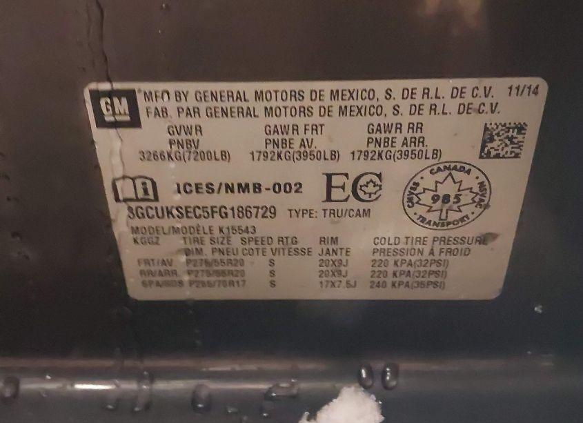 Photo 9 of 2015 Chevrolet Silverado 1500 1LZ/2LZ (VIN 3GCUKSEC5FG186729)