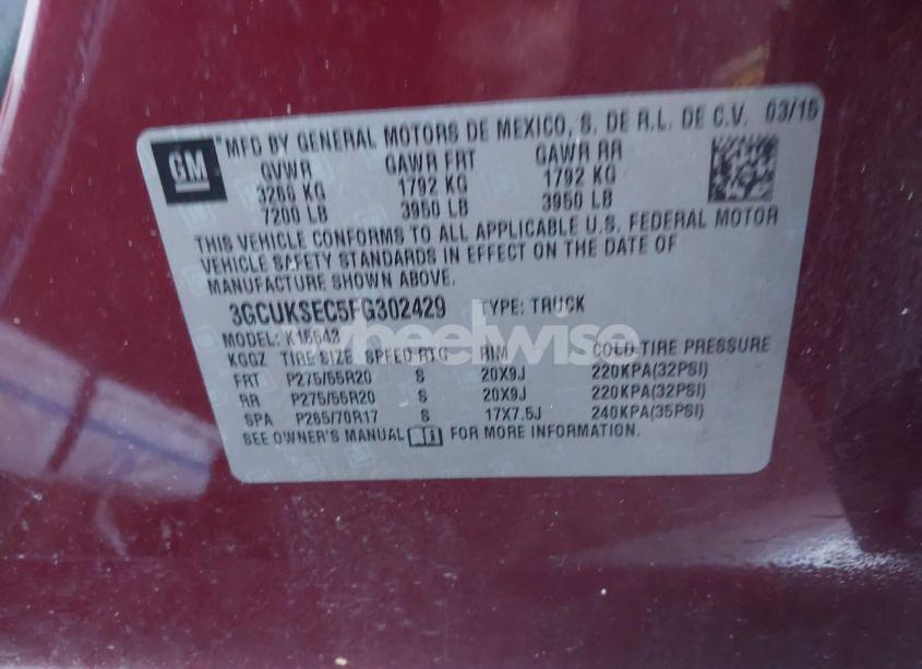 Photo 9 of 2015 Chevrolet Silverado 1500 1LZ (VIN 3GCUKSEC5FG302429)