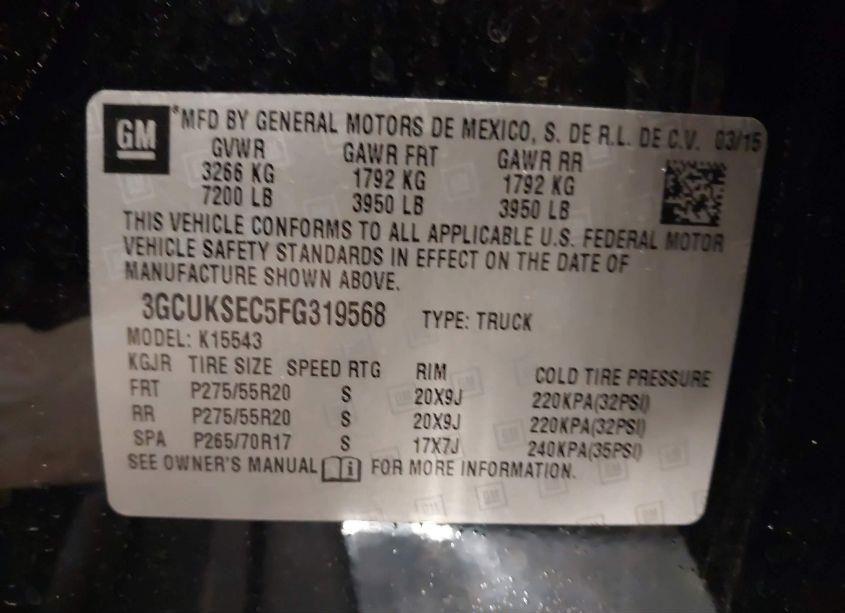 Photo 9 of 2015 Chevrolet Silverado 1500 2LZ (VIN 3GCUKSEC5FG319568)