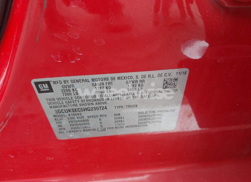 Photo 9 of 2017 Chevrolet Silverado 1500 2LZ (VIN 3GCUKSEC5HG239724)