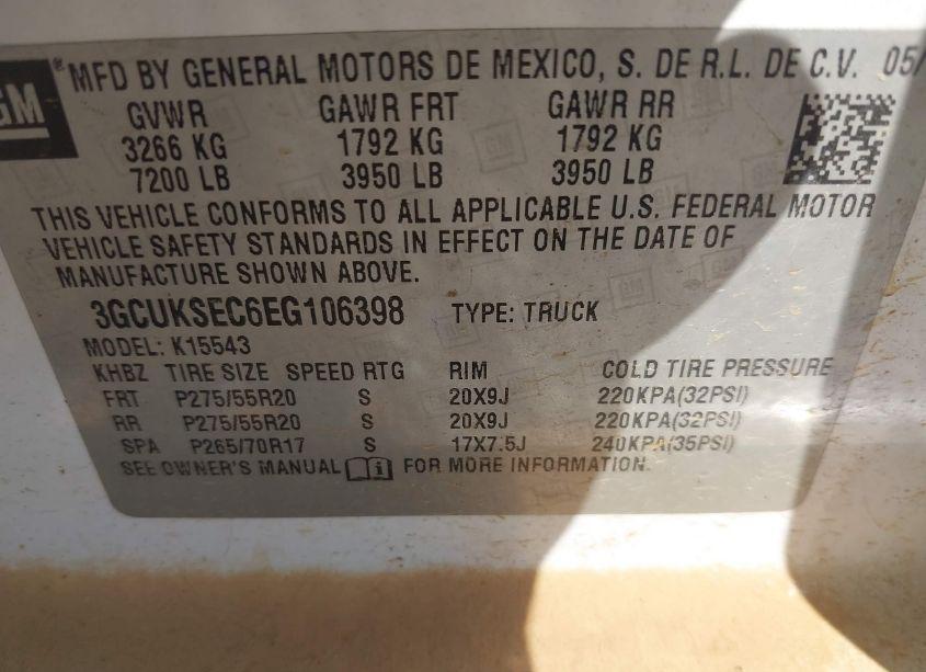 Photo 9 of 2014 Chevrolet Silverado 1500 1LZ (VIN 3GCUKSEC6EG106398)